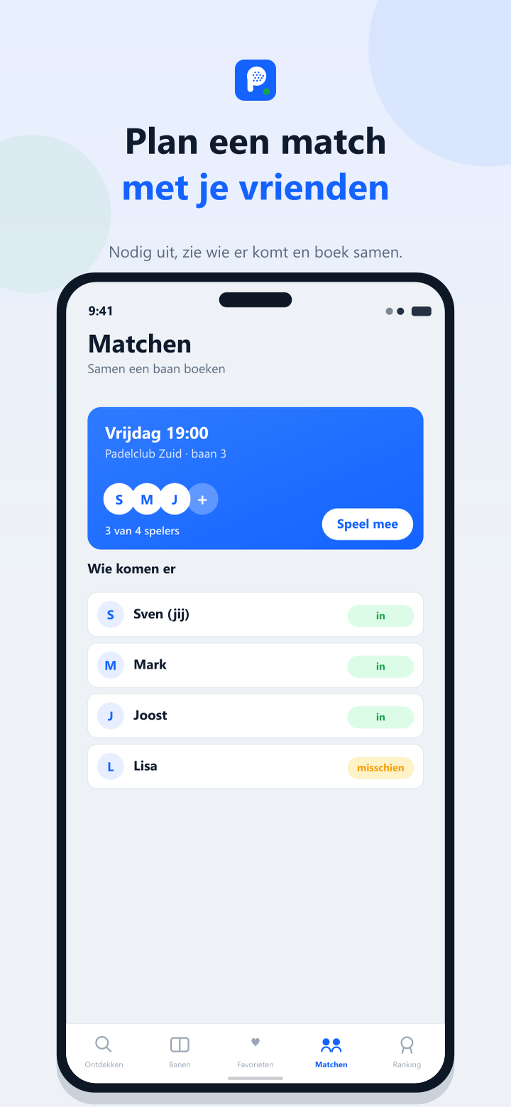 Plan een match met je vrienden